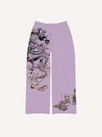 Dragon Print Elastic Waist Pants