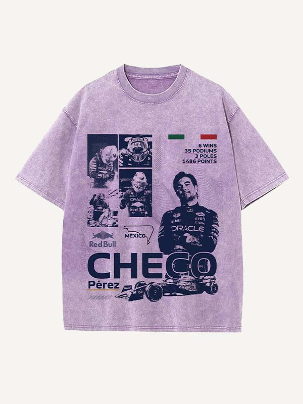Sergio Perez Print Round Neck T-shirt