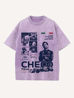 Sergio Perez Print Round Neck T-shirt