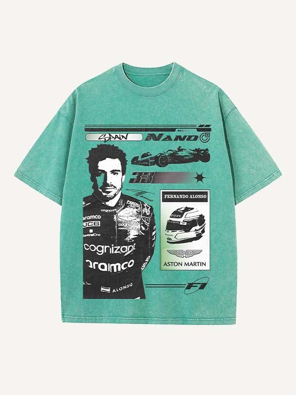 Fernando Alonso Print Round Neck T-shirt