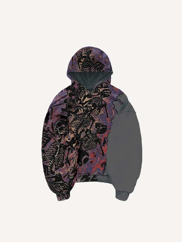 Fire Death Hell Skeleton Army Slant Pockets Hoodie