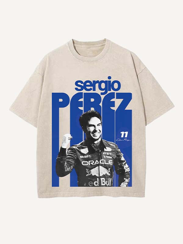 Sergio Perez Print Round Neck T-shirt