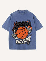 Basketball Aesthetic Print Round Neck T-shirt