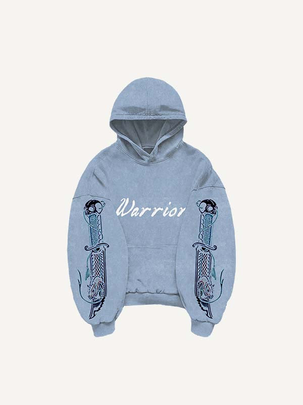 Ghost General&Dagger Print Slant Pockets Hoodie