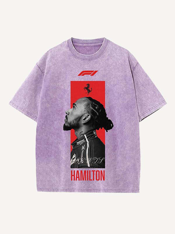 Lewis Hamilton Print Round Neck T-shirt