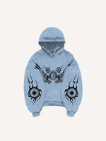 Star&Wing&Eyeball Print Slant Pockets Hoodie