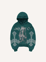 Mary&Pray&Cross&Letter Faux Rhinestones Print Slant Pockets Hoodie