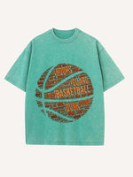 Basketball Aesthetic Print Round Neck T-shirt