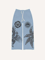 Eye&Wing&Sun Print Elastic Waist Pants