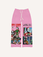 Christmas Horror Print Elastic Waist Pants