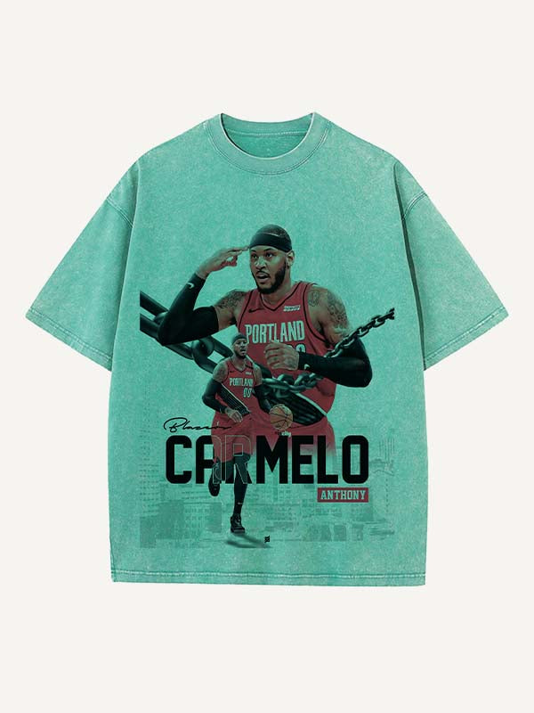 Carmelo Anthony Print Round Neck T-shirt
