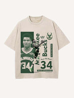 Giannis Antetokounmpo Print Round Neck T-shirt