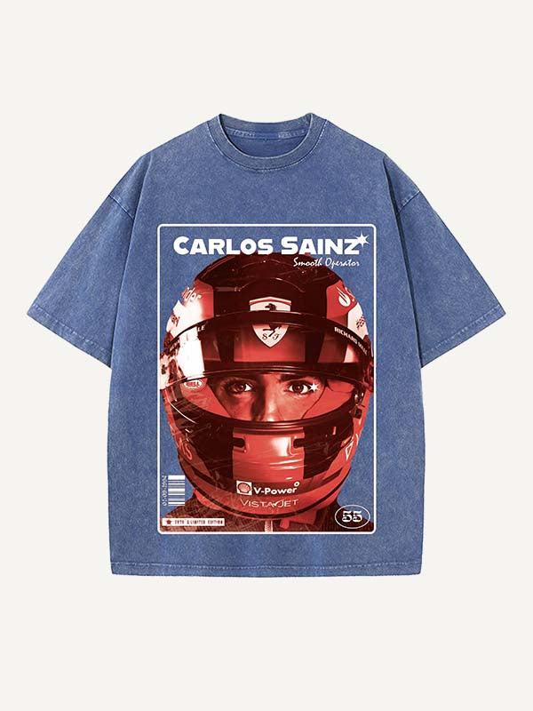 Carlos Sainz Print Round Neck T-shirt