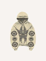 Eye&Wing&Sun Print Slant Pockets Hoodie