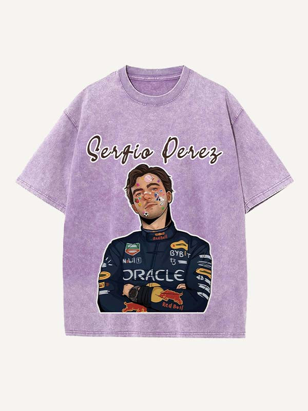 Sergio Perez Print Round Neck T-shirt