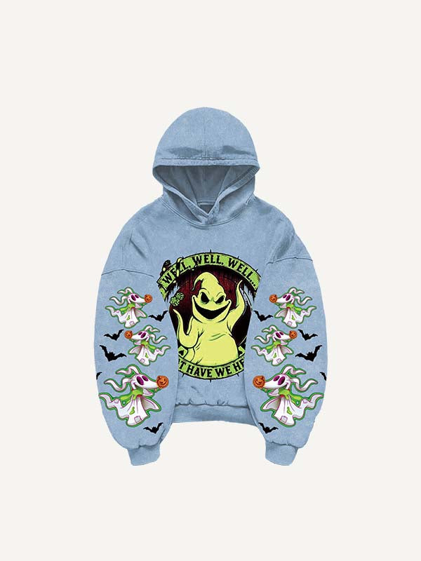 Halloween Ghost&Graphic&Letter Print Slant Pockets Hoodie