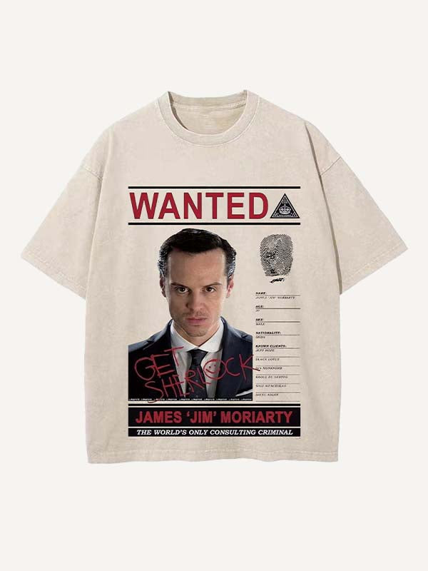 Sherlock Print Round Neck T-shirt