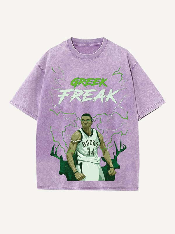 Giannis Antetokounmpo Print Round Neck T-shirt