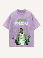 Giannis Antetokounmpo Print Round Neck T-shirt