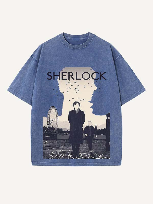 Sherlock Print Round Neck T-shirt