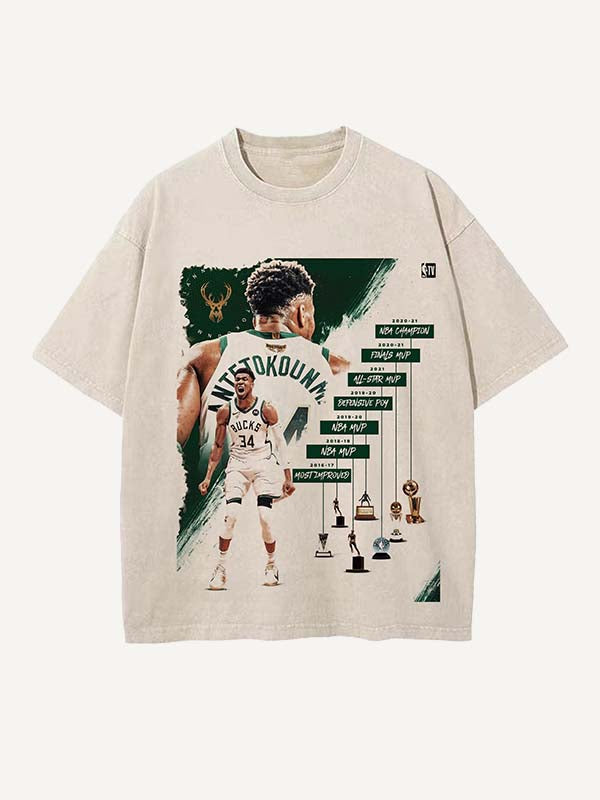 Giannis Antetokounmpo Print Round Neck T-shirt