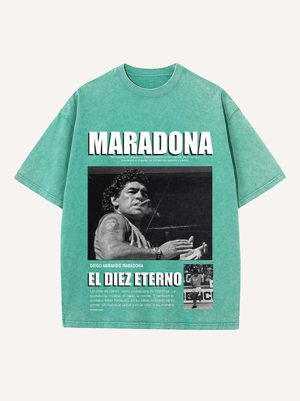 Diego Maradona Print Round Neck T-shirt