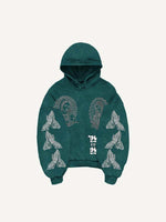 Mary&Pray&Letter Faux Rhinestones Print Slant Pockets Hoodie