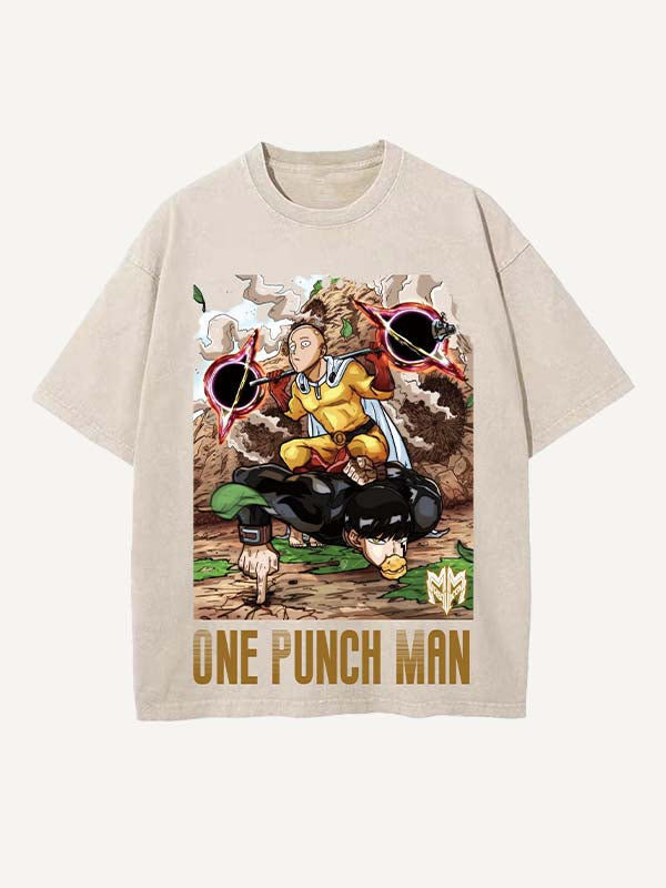 One-Punch Man Print Round Neck T-shirt