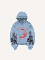 Sun&Moon&Wing&Eye&Palm Print Slant Pockets Hoodie