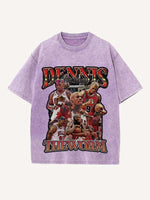 Dennis Rodman Print Round Neck T-shirt
