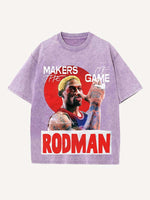 Dennis Rodman Print Round Neck T-shirt