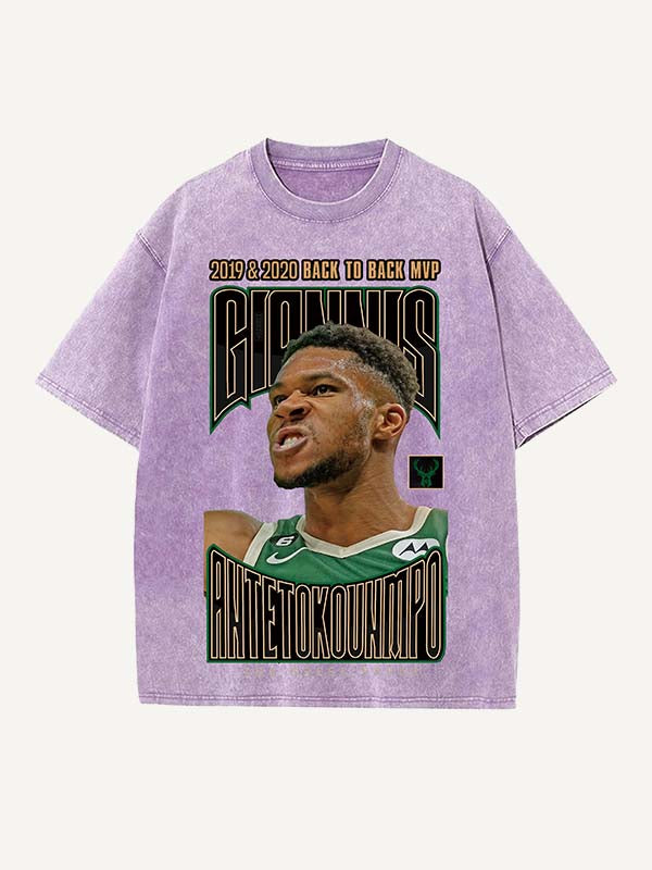 Giannis Antetokounmpo Print Round Neck T-shirt