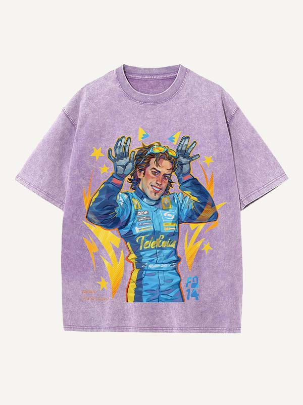 Fernando Alonso Print Round Neck T-shirt