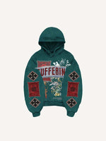 Figure&Money&Cross&Graphic&Letter Print Slant Pockets Hoodie