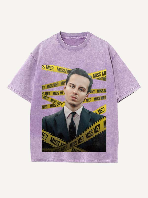 Sherlock Print Round Neck T-shirt