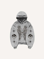 Wing&Eye&Graphic Print Slant Pockets Hoodie