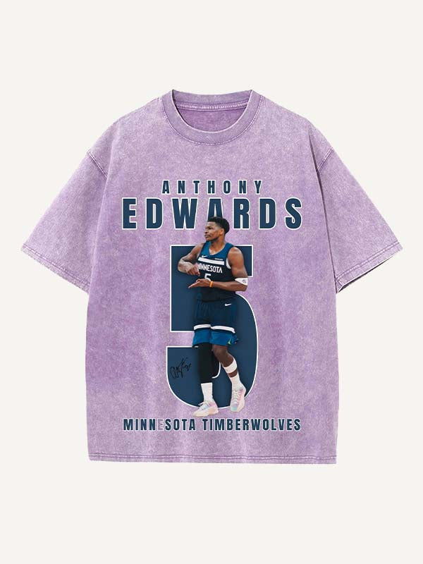 Anthony Edwards Print Round Neck T-shirt
