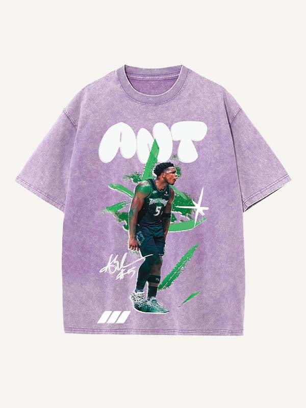 Anthony Edwards Print Round Neck T-shirt