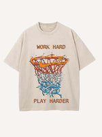 Basketball Aesthetic Print Round Neck T-shirt