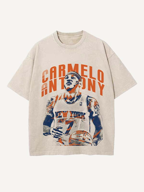 Carmelo Anthony Print Round Neck T-shirt
