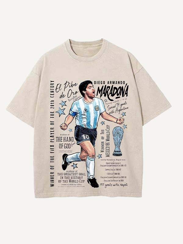 Diego Maradona Print Round Neck T-shirt