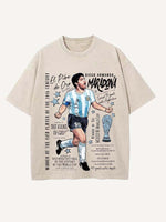 Diego Maradona Print Round Neck T-shirt