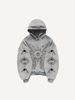 Wing&Eye&Graphic Print Slant Pockets Hoodie