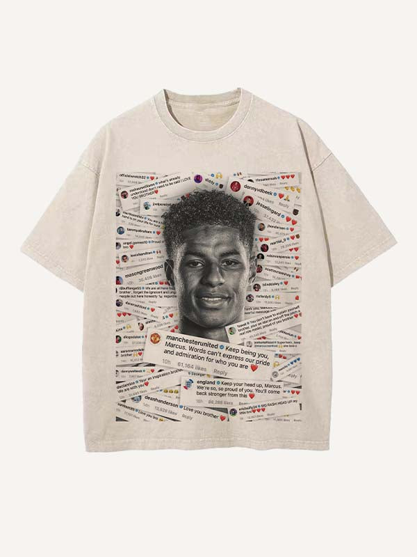 Marcus Rashford Print Round Neck T-shirt