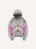 Eye&Wing&Graphic Print Slant Pockets Hoodie