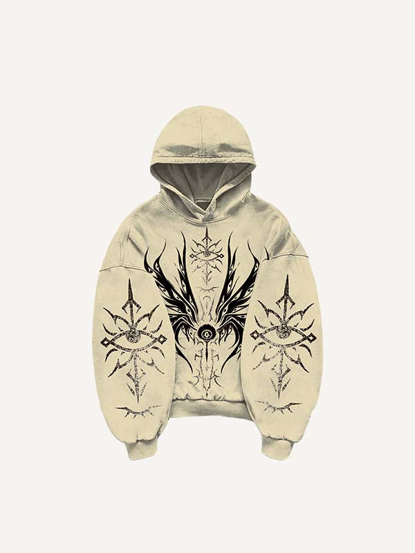 Eye&Wing&Graphic Print Slant Pockets Hoodie