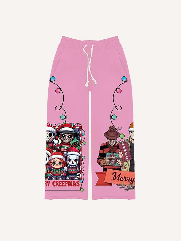 Christmas Horror Print Elastic Waist Pants