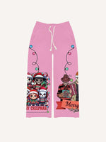 Christmas Horror Print Elastic Waist Pants