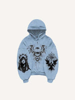 Figure&Wing&Eye&Animal&Letter Print Slant Pockets Hoodie