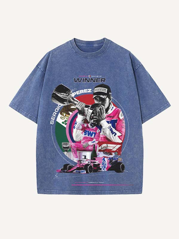 Sergio Perez Print Round Neck T-shirt